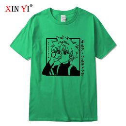 XIN YI Men's T-shirt Top Quality 100% Cotton Kawaii Hunter X Hunter Tshirt Killua Zoldyck Tops T-shirt Anime cool loose T-shirt Y0809
