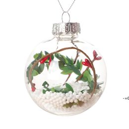 NEW8cm Wedding Bauble Ornaments Christmas Balls PET Plastic New Year Xmas Tree Hanging Decorations LLD11183