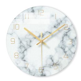 1 Pcs Nordic Marble Wall Clock Modern Minimalist Bedroom Art Clocks Personality Creative Living Room Fashion Wall Watch 211110