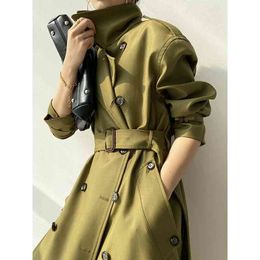 Spring Products Simple Long Sleeve High Quality Women Windbreaker Korea Double Breasted Lace Trench Coat Outwear 210510