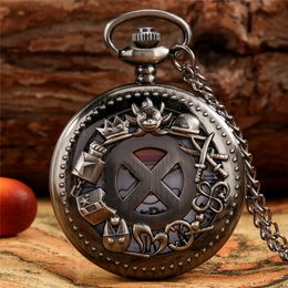 Steampunk Hollow Out One Piece Pocket Watch Japan Anime Quartz Watch for Men Women Roman Numeral Necklace Chain Gift
