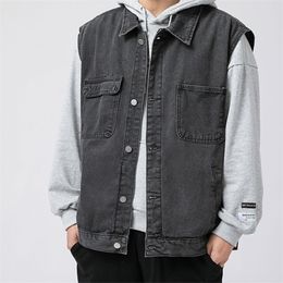 Denim Vest Men's Jacket Cotton Clothing Spring Summer Fashion Waistcoat Male Casual Jeans Vintage Korean Coats Tops 210925