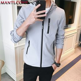 MANTLCONX Young Fashion Jacket Men Hooded Casual Spring Autumn Outwear Zipper Pocket Slim Fit 's Clothing Brand 220301