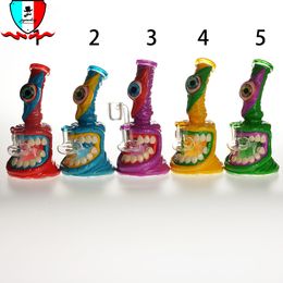 6.5 Inch Glass Water Pipe Diameter 76mm Smoking Hookan Coloured with 4mm Quartz Banger For Bong Dab Rigs