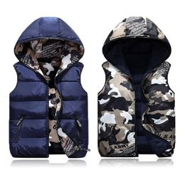 Vests Children Hoodies Warm Baby Girls Outerwear Coats Kids Boys Hooded Jackets Autumn Winter Down Cotton Waistcoats 211203