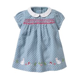 Little maven Dress Summer Baby Girls Rabbit Applique Children Clothes Brand Kids Cotton Short Sleeve es 211130