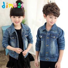 DIMUSI boys Spring Denim jacket girls Autumn solid denim Coat cotton windbreak outwear children kid Clothes BC202 211204