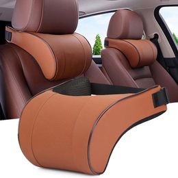 Seat Cushions 2021 Universal Pu Leather Auto Car Neck Pillow Memory Foam Pillows Rest Headrest Cushion Pad