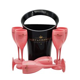 Moet chandon black Ice Bucket and pink Wine Glass Acrylic Goblets champagne Glasses wedding Bar Party Bottle Cooler 3000ml