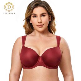DELIMIRA Women's Plus Size Lightly Lined Comfort Strap Seamless Underwire Contour Bra 211217