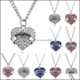 Pendant Necklaces & Pendants Jewellery Diamond Peach Heart Necklace Mothers Day Year Gift Family Crystal Rhinestone Womens Drop Delivery 2021