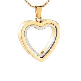 Stainless steel heart-shaped transparent mirror cremation urn pendant to commemorate the ashes of deceased relatives jar / WeiKui Jewellery wholesale