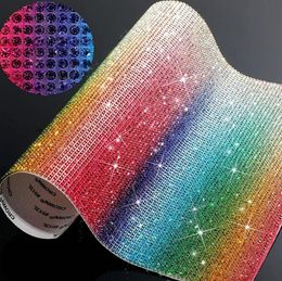 Rainbow Crystal Rhinestones Sticker DIY Craft Party Decoration Self-Adhesive Glitter Bling Gem Sheets for Cell Phone Car Present Decor 9.4 x 7.9inch