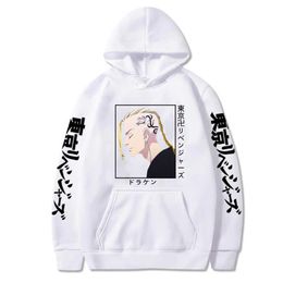 Anime Tokyo Revengers Draken Printing Hoodies 2021 Streetwear Hip Hop Long Sleeve Pullovers Sweatshirts Y0816