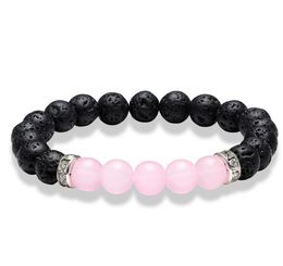 Beaded, Strands Rose Quartz Lava Yoga Bracelet Healing Crystals Wrist Mala Beads Chakra Jewelry Natural Stone Womens Yoga Bracelet
