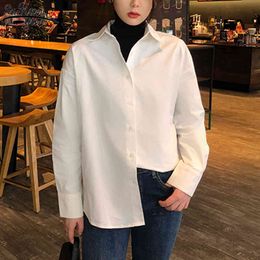 Spring Autumn Long Sleeve Casual Loose Shirts Fashion Women White Shirt Female Streetwear Blouse Tops Oversize 11187 210427