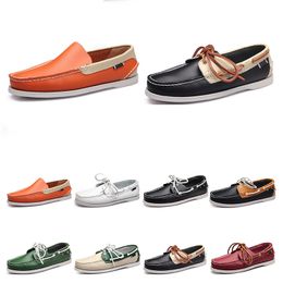 114 Mens casual shoes leather British style black white brown green yellow red fashion outdoor comfortable breathable