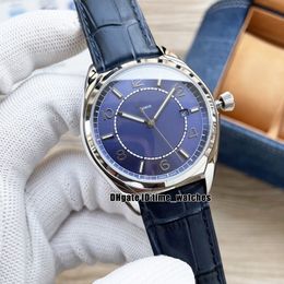 High Quality Fiftysix 4600E/000A-B487 Men's Automatic Watch Date Silver Case Blue Dial Gents New Sport Watches Leather Strap