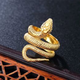 Simple Stainless Steel Snake Ring For Men Women Punk Hip Hop Fashion Couple Ring Men's Gold Ring Jewellery For The Best Him Gift X0715