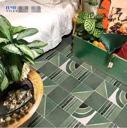 Retro dark green tiles 200x200 bathroom kitchen toilet anti slip wall floor mosaic homestay balcony tile