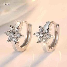 Stud Micro-inlaid Zircon Bauhinia Petals 100% S925 Sterling Silver Earrings High Quality European And American Fashion Frontier T1063