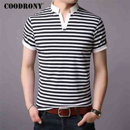 COODRONY Cotton T Shirt Men Srand Collar Short Sleeve T-Shirt Men Summer Streetwear Casual Men's T-Shirts Tee Shirt Homme S95010 210324