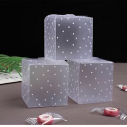 6*6*6cm Frosted Translucent Polka Dots PVC Candy Box Wedding Favours Christmas Party Cube Gift Boxes Sweets Candy Cake Gift Bags