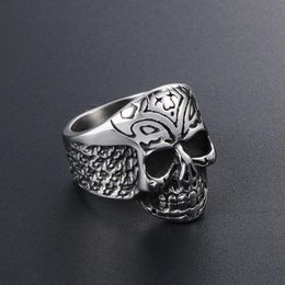 Death Squads Biker Ring Cool Skull Skeleton Head 100% Titanium Steel For Men Exaggeration Handmade Pattern Jewellery GIft Cluster Rings