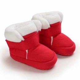 Winter Warm Christmas Newborn Baby Girls Boys Shoes Toddler Kid Snow Boots Non-slip Cute Rabbit Ear Bowknot Soft Soled Boot G1023