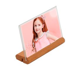 Wood Base A6 Sign Holder L-shaped Display Stand Picture Frame