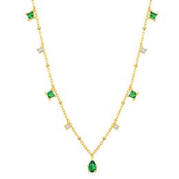 -Collier de bijoux rétro antiquités de luxe Plata 925 Sterling Sier Collier vert émerauté en plaqué or