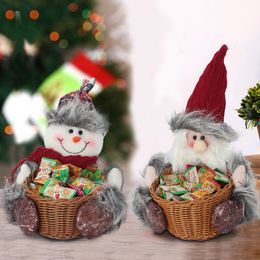 Christmas Candy Storage Basket Festival Table Decoration Xmas Santa Claus Snowman Storager Baskets Festive Gift Party Supplies WVT1074