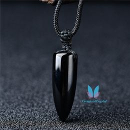 Black Bullet Pendant Reiki Quartz Charm Pendulum Gemstone Fashion Crystal