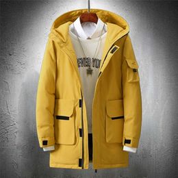 Winter Down Jacket Men Long Overcoat With Hood Thick Coat Men Warm Jacket Fashion Clothing Harajuku Jacket Japen Style 211110