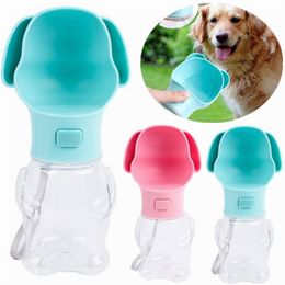 1pcs Dog Travel Water Bottle Dispenser Foldable Plastic Dog Cat Drinking Water Feeder Portable Outdoor Pet Puppy Bowl 500ml Y200922