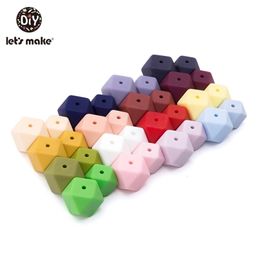 Baby Silicone Beads 17mm 50pc Geometric Teether BPA Free Octagonal DIY Infant Toys 211106