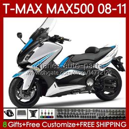 Motorcycle Fairings For YAMAHA Blue white TMAX MAX 500 TMAX-500 MAX-500 T MAX500 08 09 10 11 Body 107No.66 TMAX500 T-MAX500 2008 2009 2010 2011 XP500 08-11 Bodywork