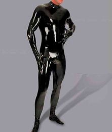 NXY Sexy set Shiny Bodysuit Men Full Body Cover PU Latex Waterproof U Convex Pouch Jumpsuit Lingerie Tight Gay Wear With Glove M115 1126