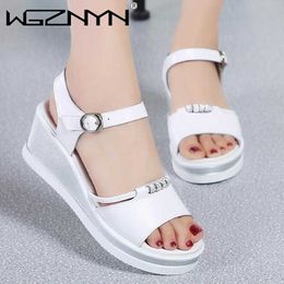2021 Summer Shoes Woman Platform Sandals Women Soft Leather Casual Open Toe Gladiator Wees Trifle Mujer Women Shoes Flats X0526