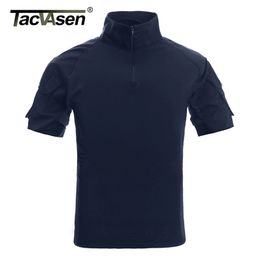 TACVASEN Mens Camouflage Tactical T Shirts Summer Short Sleeve Airsoft Army Combat T-shirts Performance Tops Military Clothing 210329