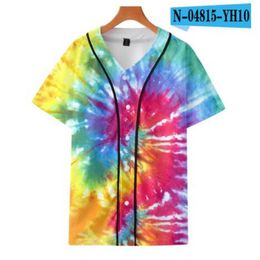 Man Summer Baseball Jersey Buttons T-shirts 3D Printed Streetwear Tees Shirts Hip Hop Clothes Good Quality 011
