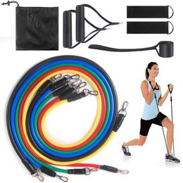 11 pcs/set Pull Rope Fitness Exercises Resistance Bands Latex Tubes Pedal Exerciser Body Training Workout Yoga H1026