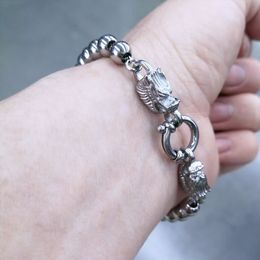 chinese style chinese long chain head stainless steel men women round beads bracelet