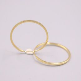 Real Pure 18K Yellow Gold Earrings Square Glossy Big Circle Hoop About 1.4g For Woman Gift & Huggie