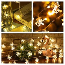 Strings 1.2M/3M/6M/10M LED Garland Holiday Snowflakes String Fairy Lights Battery Powered Hanging Christmas Tree Party Home Decoration