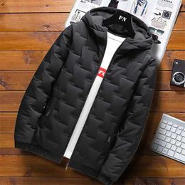 Autumn Winter Jacket Men With Hood Casual Coats Thicken Cotton Padded Windproof Hooded Brand 211217