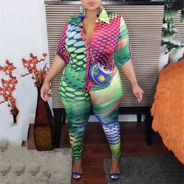 4xl 5xl Plus Size Women Clothing Sets Snakeskin Print Blouse Tops & Pencil Pants Bodycon Sexy Evening Night Club Matching 210510