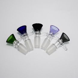 14mm Colourful Clear Slide Male Jiont for Water Pipe Bong Thick Glass Bowl Tobacco Herb Dry Oil Burner With Handle Smoking Accessories Oil Dab Rigs New