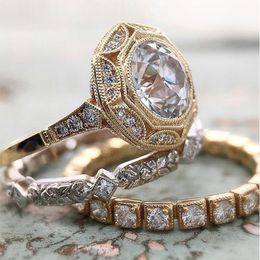Band Rings Luxury Luxury Big Wedding Rings Set for Bridal Women Engagement Finger Party Gift Designer Jewellery