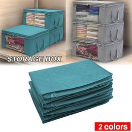 Storage Bags Non Woven Fabric Folding Box Bag Clear Window Cloth Organiser Basket Knob 2
